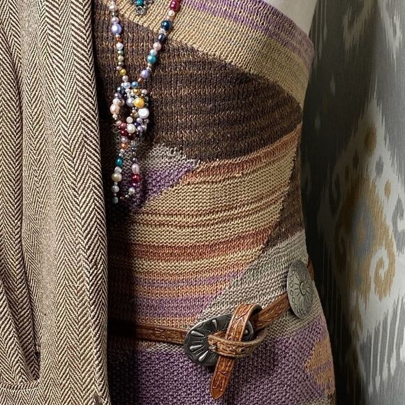 Ralph Lauren Pastel Painted Desert Serape One Shoulder Hand-Knit Dress - Picture 4 of 16